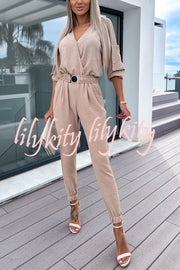 What You Waiting for Elastic Belted Pocketed Jumpsuit