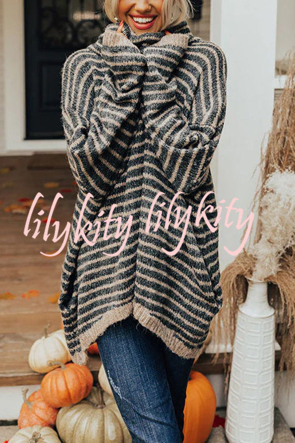 Perfect Timing Stripe Pocketed Tunic Sweater