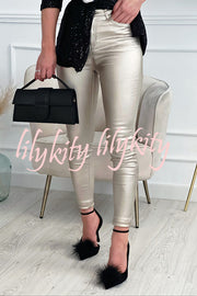 Disco Shimmer Waxed Leather Effect Pants