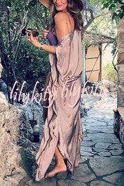 Island Girl Belted Kimono Cover-up Maxi Dress