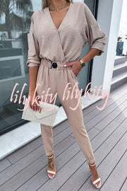 What You Waiting for Elastic Belted Pocketed Jumpsuit