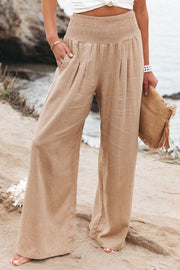 Fresh Air Linen Blend Pocketed Smocked Pants