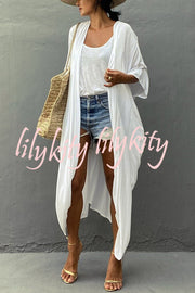 Summertime In Venice Solid Color Kimono Beach Cover-up