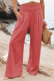 Fresh Air Linen Blend Pocketed Smocked Pants