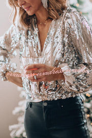 Girls Night Out Sequin Long Sleeve Top