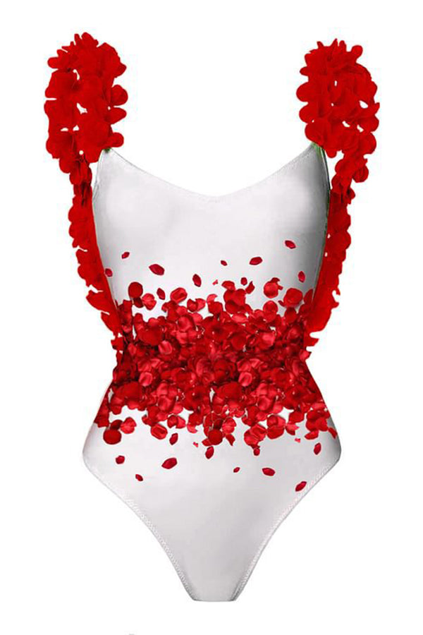 Floral Print Halter Swimsuit and Lace Up Floral Print Skirt