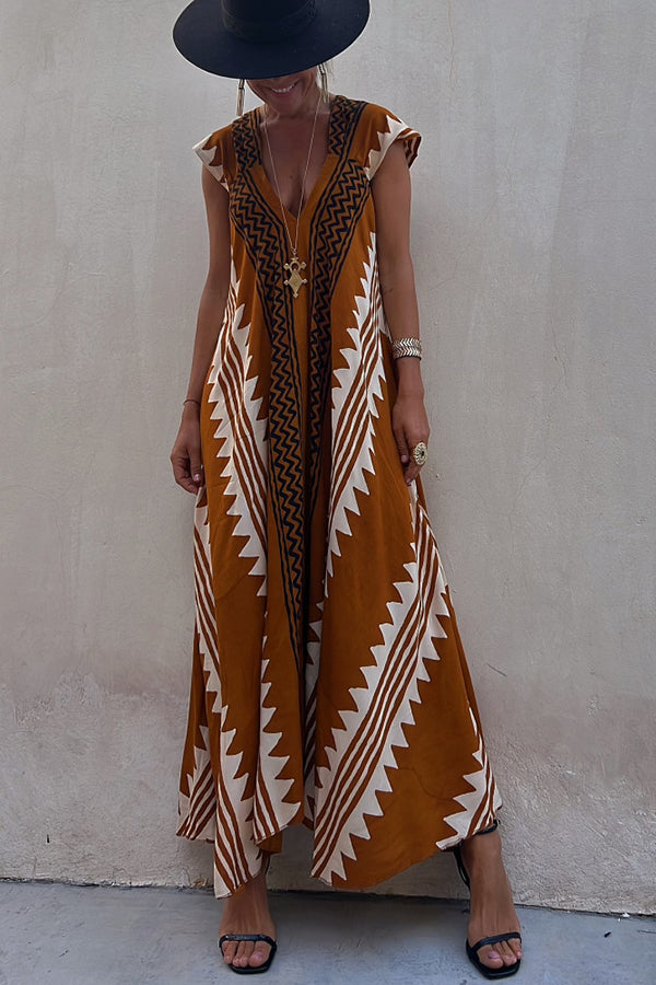 Beach Dates Ethnic Print A-line Maxi Dress