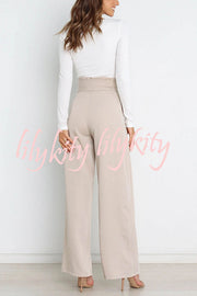 In Vogue Belted Pocketed Wide Leg Pants