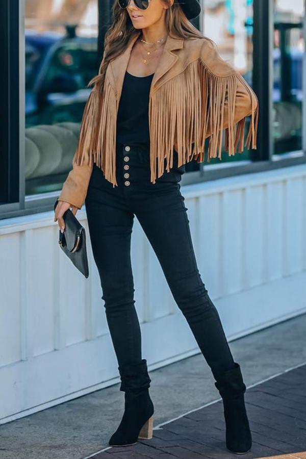 All Night Cropped Fringe Faux Suede Jacket