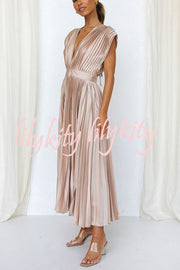 Hello Gorgeous Satin Pleated Midi Dress