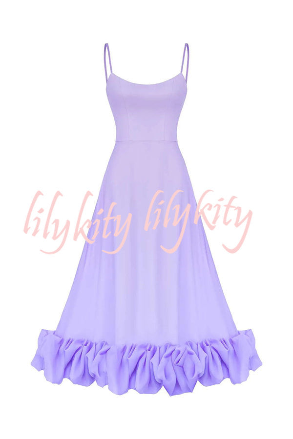 Midnight Girl Flounce Bustier Banquet Party Midi Dress