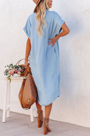 Rita Pocketed Tencel Button Down Midi Dress