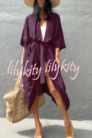 Summertime In Venice Solid Color Kimono Beach Cover-up