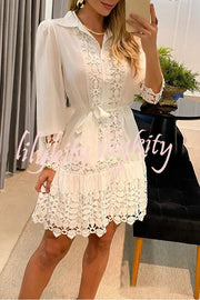 Chasing Love Guipure Lace Patch Shirt Dress