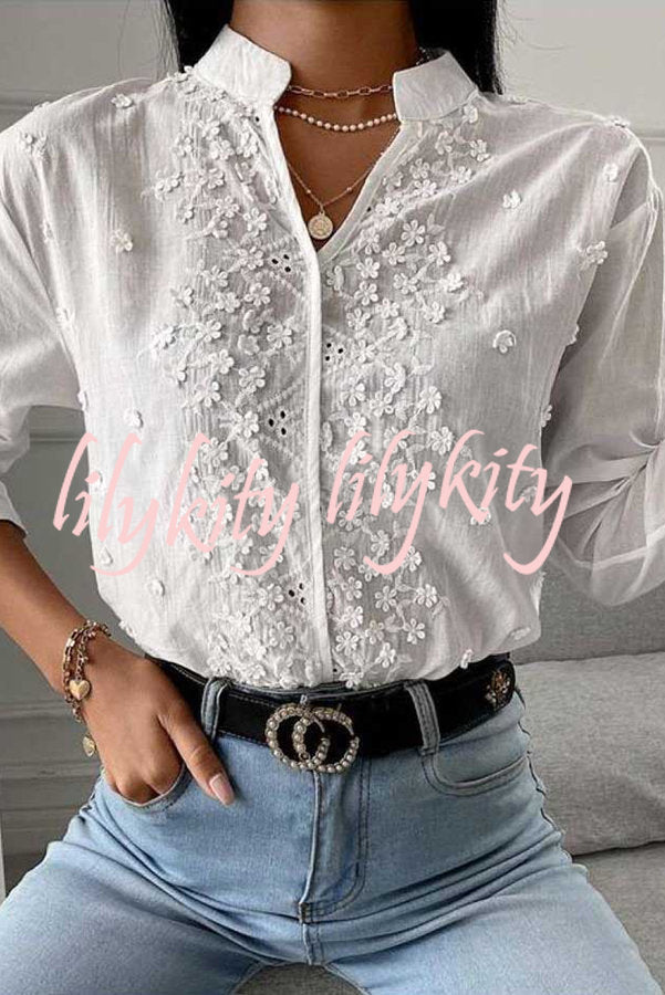 Gentle Touch Lace Applique Shift Blouse