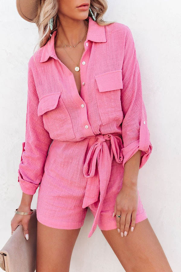 Hotel California Cotton Button Down Utility Romper