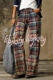 Kennan Vintage Plaid Straight Leg Pants