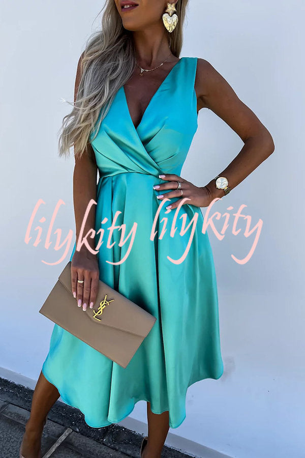 Hold You In My Memory Satin Midi Dress