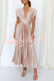 Hello Gorgeous Satin Pleated Midi Dress