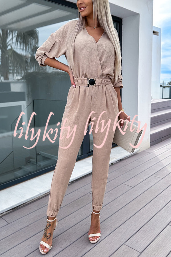 What You Waiting for Elastic Belted Pocketed Jumpsuit