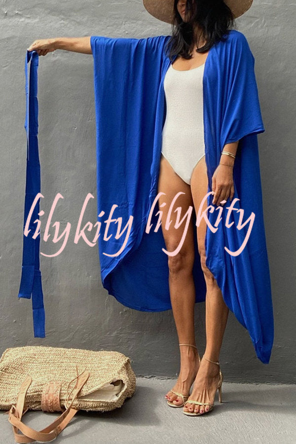 Summertime In Venice Solid Color Kimono Beach Cover-up