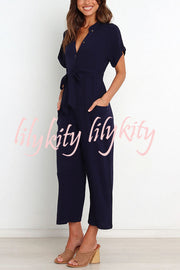 Something about Her Pocketed Button Straight Leg Jumpsuit