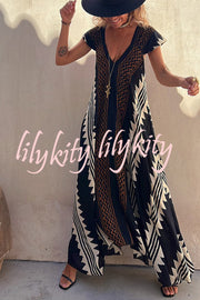 Beach Dates Ethnic Print A-line Maxi Dress