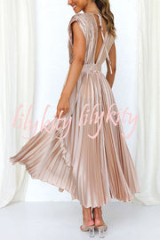 Hello Gorgeous Satin Pleated Midi Dress