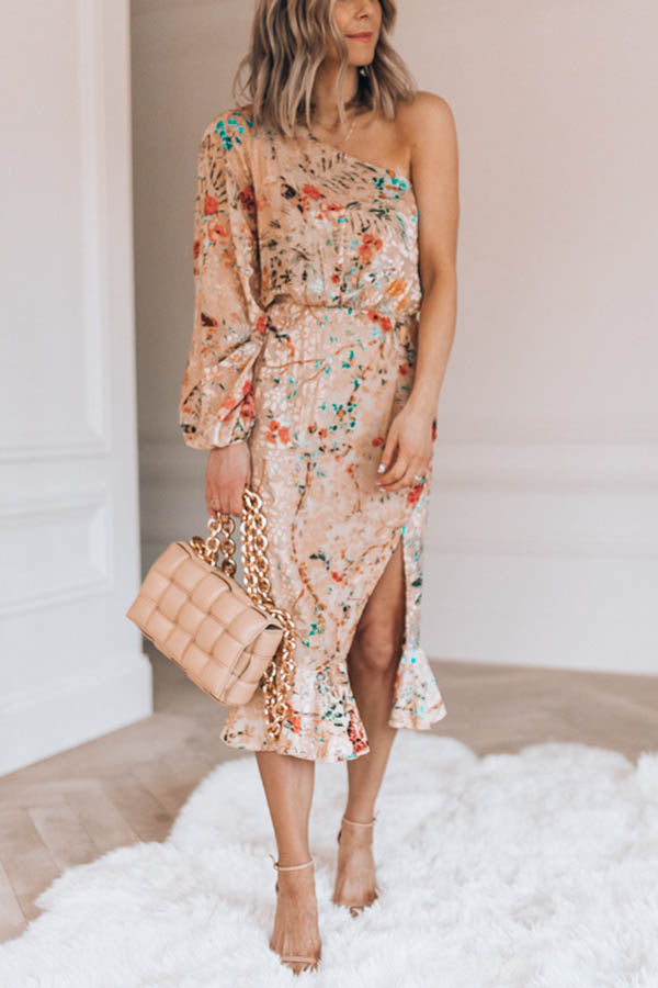 Spring Has Sprung Floral Print One Shoulder Dress