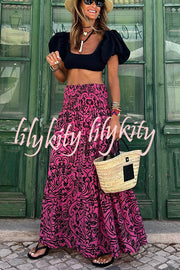 Plan for Paradise Floral Smocked Waist Maxi Skirt