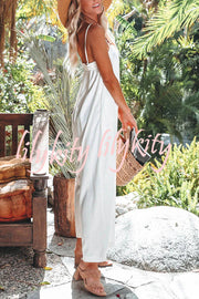 Saturday Strolling Linen Blend Pocketed Relaxed Jumpsuit