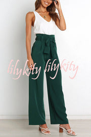 In Vogue Belted Pocketed Wide Leg Pants