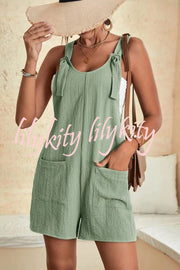 Sun Drenched Linen Blend Pocketed Romper