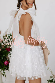 Blooming Love Floral Applique Tulle Organza Mini Dress