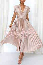 Hello Gorgeous Satin Pleated Midi Dress