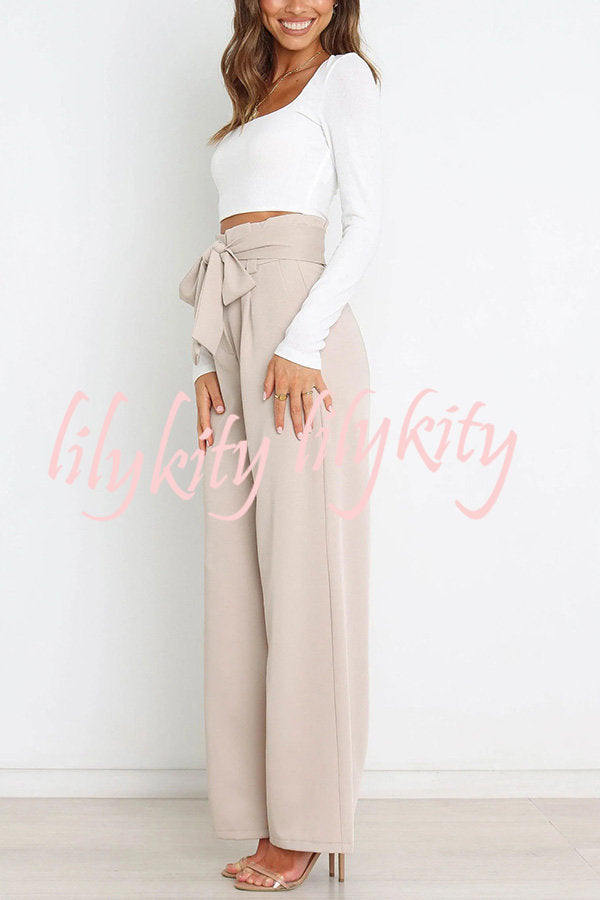 In Vogue Belted Pocketed Wide Leg Pants