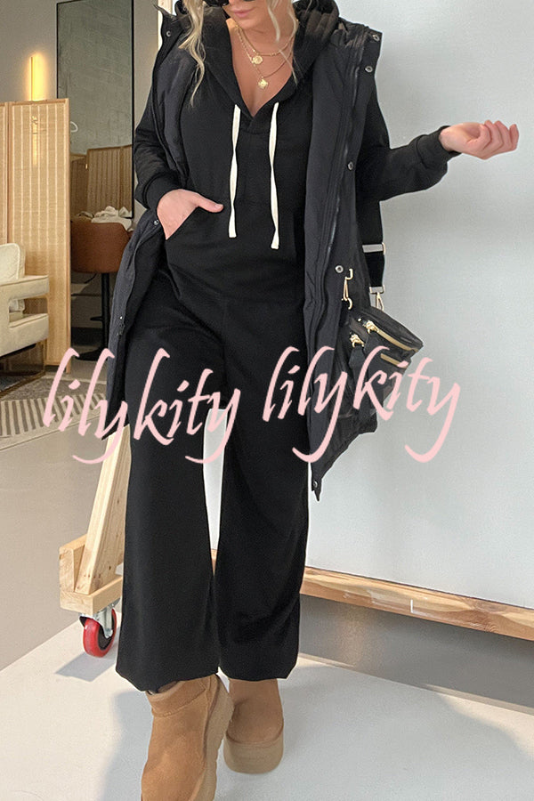 Cozy Days Long Sleeve Pocket Hooded Drawstring Jumpsuit