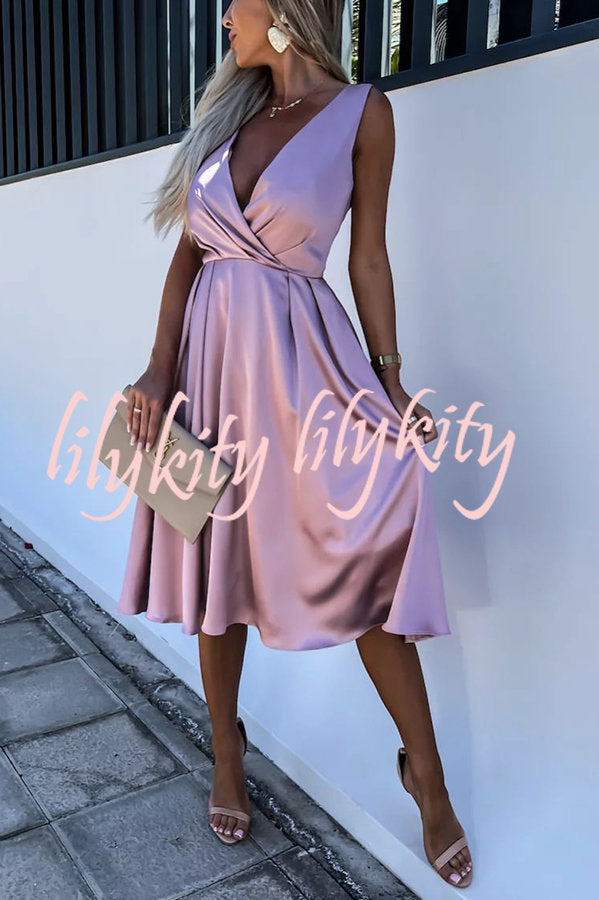 Hold You In My Memory Satin Midi Dress