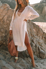 A Perfect Travel Linen Blend Pocketed Cover-up Dress