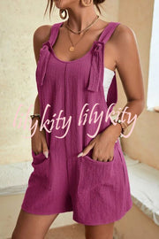 Sun Drenched Linen Blend Pocketed Romper