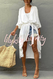 Summertime In Venice Solid Color Kimono Beach Cover-up