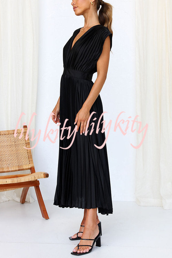 Hello Gorgeous Satin Pleated Midi Dress