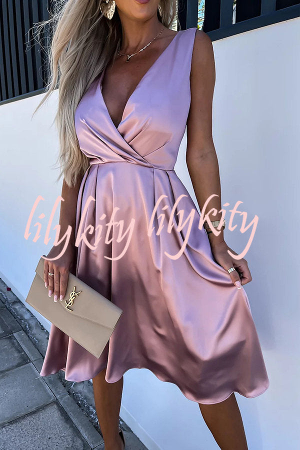 Hold You In My Memory Satin Midi Dress