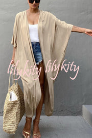 Summertime In Venice Solid Color Kimono Beach Cover-up