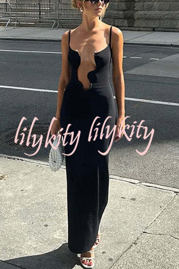 Modern Charm and Creativity Sexy Hollow Out Sling Maxi Dress