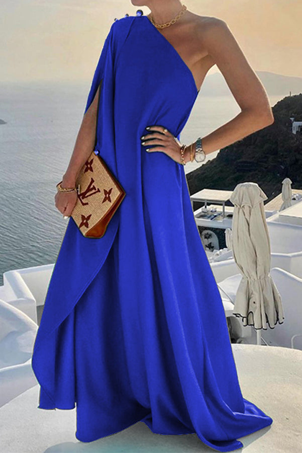 Alyse One Shoulder A-line Elegant Maxi Dress